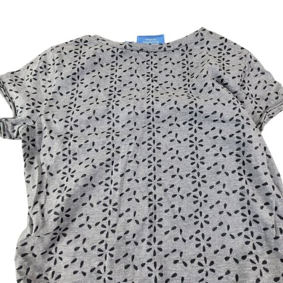 Simply Vera Wang Shirt Gray Floral Burnout Print Ruched T-Shirt Size XS JH1818 - Picture 4 of 9